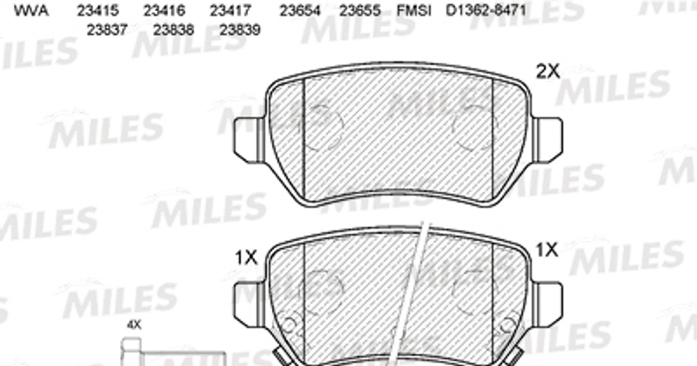 MILES - E110057-MLS - Komplet plocica, disk-kocnica