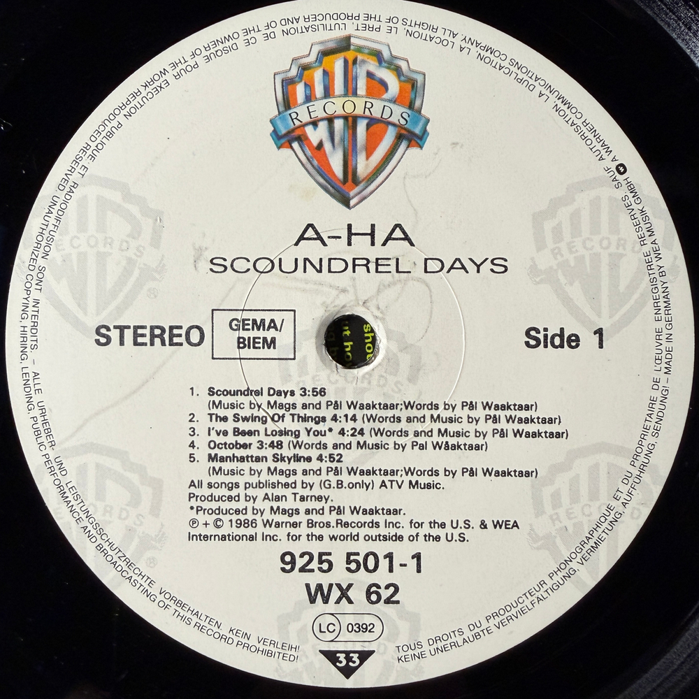 a-ha - Scoundrel Days (Германия 1986г.)