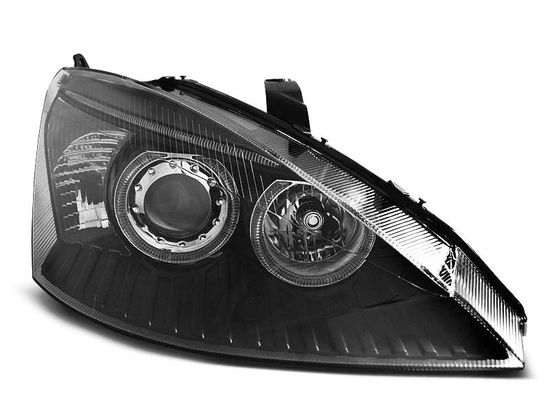 Передние фары Ford Focus 1 angel eyes black