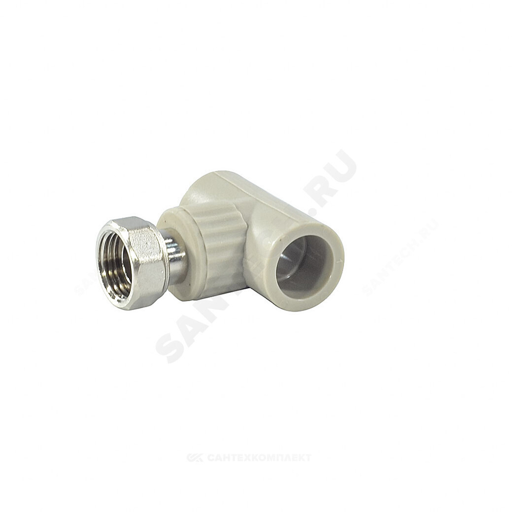 Тройник PP-R комбинированный серый Дн 20х3/4" с накидной гайкой VALFEX 10140120Г