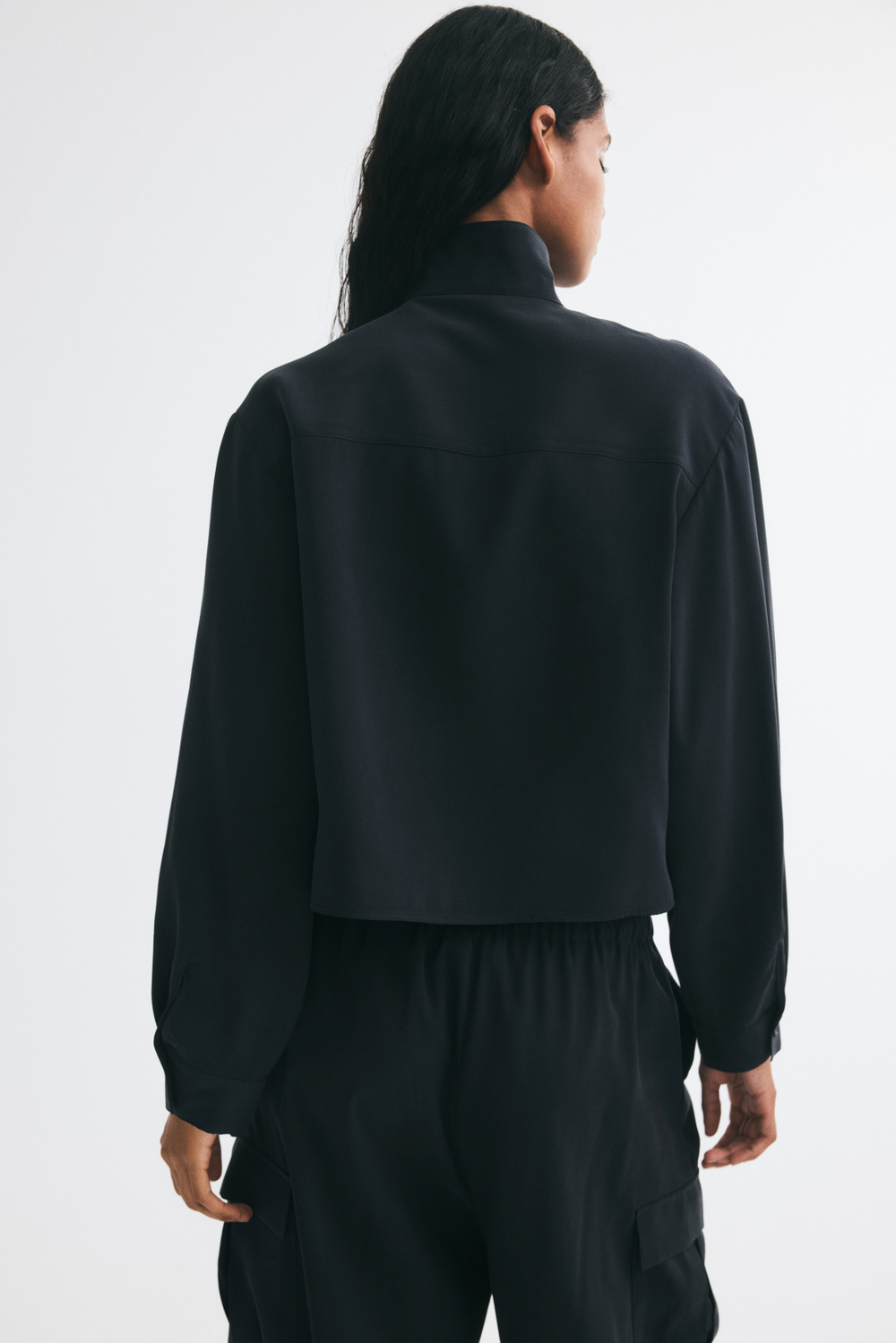 Рубашка из вискозной смеси с воротником-стойкой - H&M