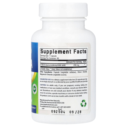 Best Naturals, TUDCA, 250 мг, 60 капсул