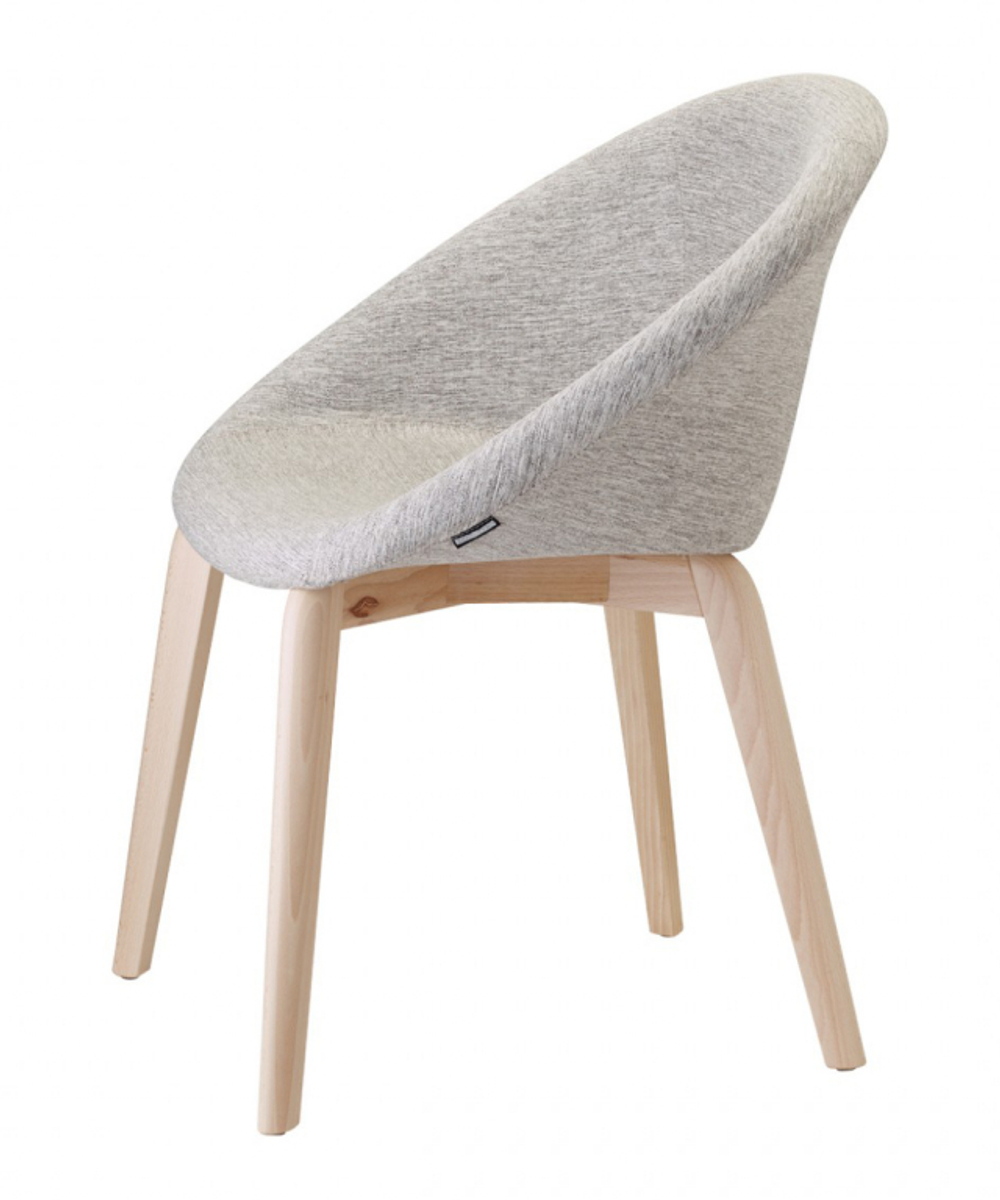 Кресло с обивкой Scab Design Natural Giulia Pop, натуральный бук, светло-серый