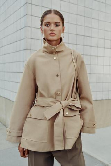 ZARA ТРЕНЧ С ВОРОТНИКОМ-СТОЙКОЙ И ПОЯСОМ, РЫЖЕВАТО-КОРИЧНЕВЫЙ