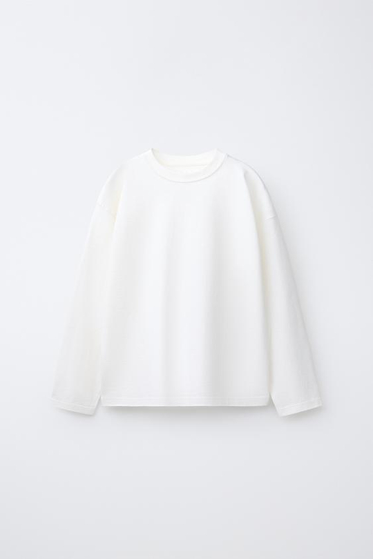 ZARA ОДНОТОННЫЙ ЛОНГСЛИВ, БЕЛЫЙ