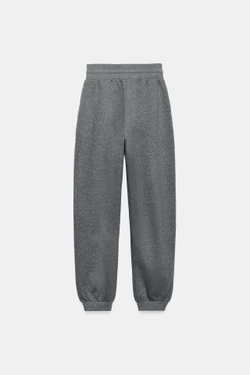 ZARA БАЗОВЫЕ БРЮКИ-ДЖОГГЕРЫ ИЗ МЯГКОЙ ТКАНИ, ТЕМНО-СЕРЫЙ МЕЛАНЖ