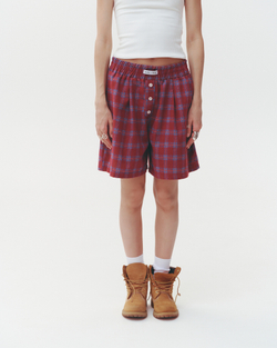 Plaid Boxer Shorts Wine