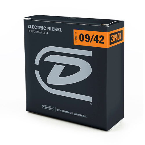 Dunlop 3PDEN0942 Electric Guitar 3Pack 3 пачки струн для электрогитары, никель 09-42