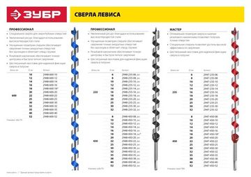 ЗУБР 25 x 450/360 мм, шестигранный хвостовик, сверло левиса по дереву (2947-450-25)