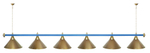 Лампа STARTBILLIARDS 6 пл. (плафоны зеленые,штанга золотая,фурнитура золото)