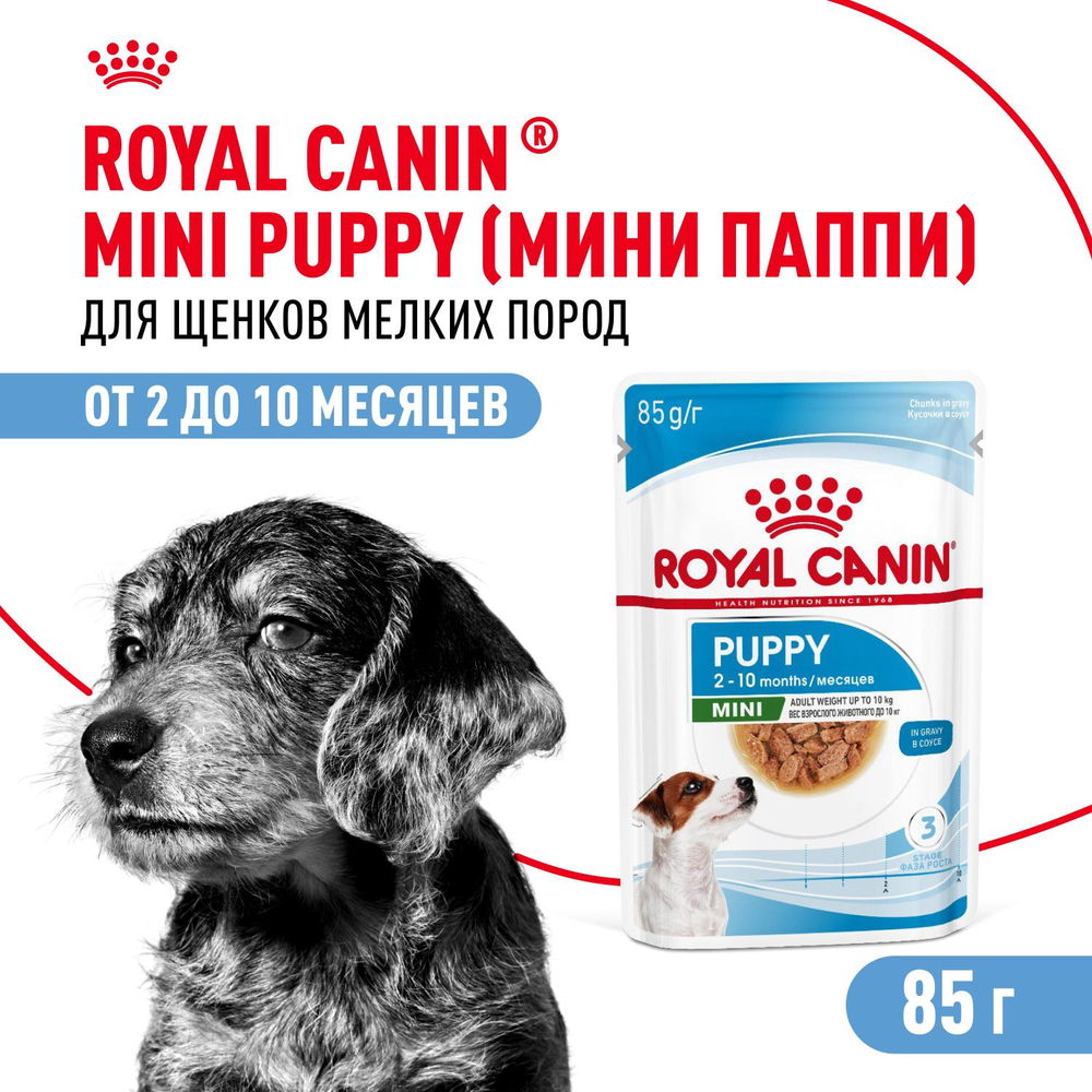 Royal Canin Mini Puppy Мини Паппи Корм влажный для щенков мелких пород в возрасте до 10 месяцев соус 85г
