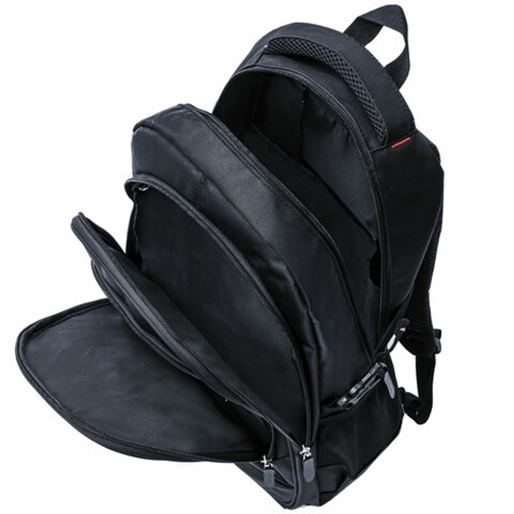 Рюкзак BRAUBERG TITANIUM универсальный, 3 отделения, черный, красные вставки, 45х28х18 см, 226376