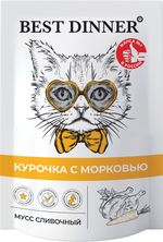 Паучи Best Dinner Exclusive Бест Диннер для кошек Мусс сливочный курочка с морковью 85 г