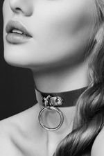 Чокер с кольцом черный COLLIER FETISH NOIR (Цвет: черный)