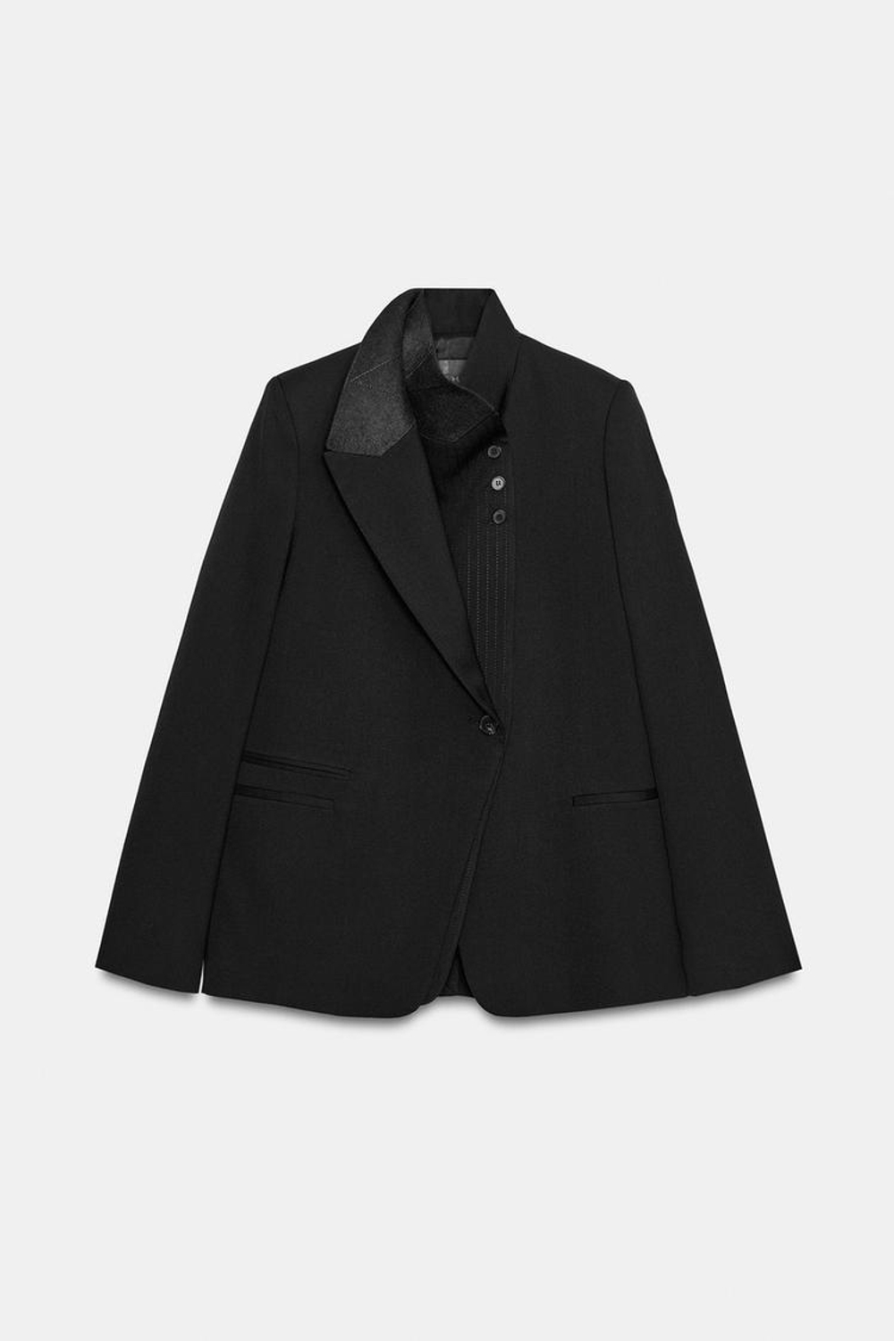 ZARA БЛЕЙЗЕР С ДВОЙНЫМИ ЛАЦКАНАМИ — ZW COLLECTION, ЧЕРНЫЙ