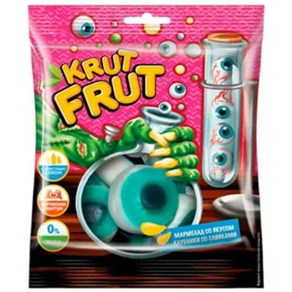 Мармелад жевательный со вкусом клубники Krut Frut в форме глаз 70гр