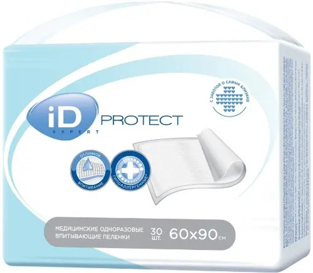 Пеленки ID Expert одноразовые впитывающие 60×90 см (30 шт.)