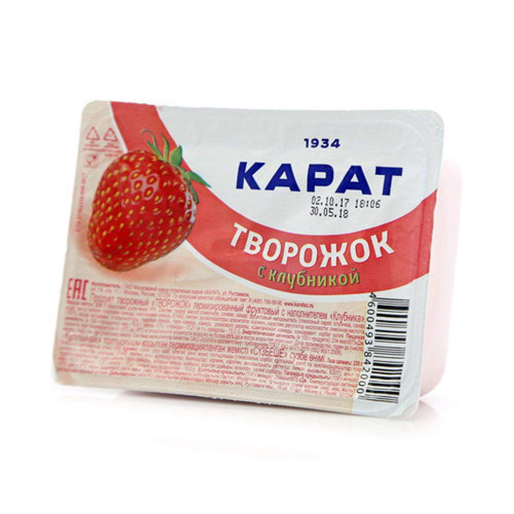 Творожок Карат фруктовый 230г с Клубникой