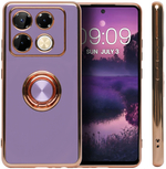 Стильный глянцевый чехол для INFINIX NOTE 40 PRO / 40 PRO+ с кольцом-подставкой и бархатной подкладкой