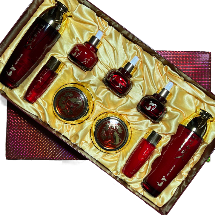 Набор для ухода за лицом Ye Dam Yun Bit Red Ginseng Jin Yul Skin Care 7 Set с экстрактом красного женьшеня (тонер, эмульсия, крем для век, крем для лица, увлажняющая сыворотка, осветляющая сыворотка, эластичная сыворотка)
