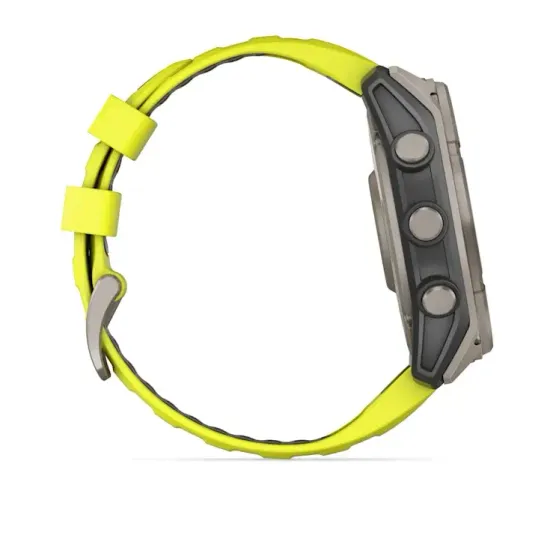 Мультиспортивные GPS часы Garmin Fenix 8X (51 mm) Solar, Sapphire Titanium with Amp Yellow/Graphite Silicone Band 010-02907-21