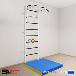 Шведская стенка Sv Sport усиленная 6104 (Турник стандарт/Кольца/Мат 1м)