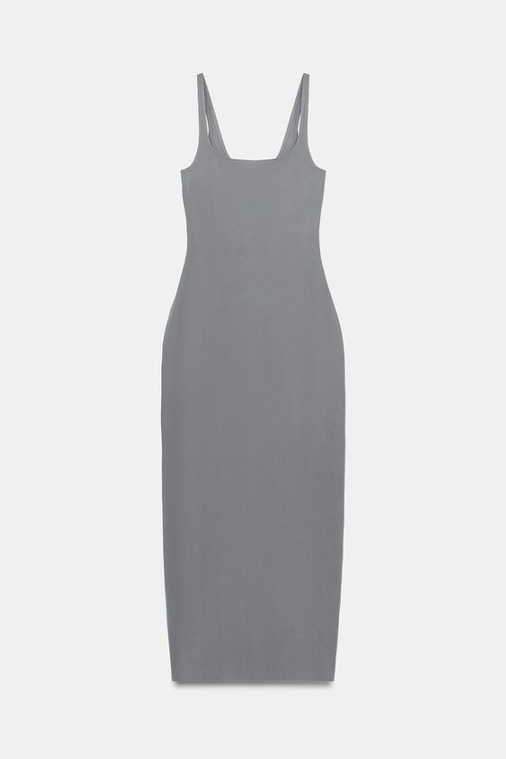 ZARA ПЛАТЬЕ МИДИ С ЭФФЕКТОМ КОНТУРИРОВАНИЯ, СЕРЫЙ