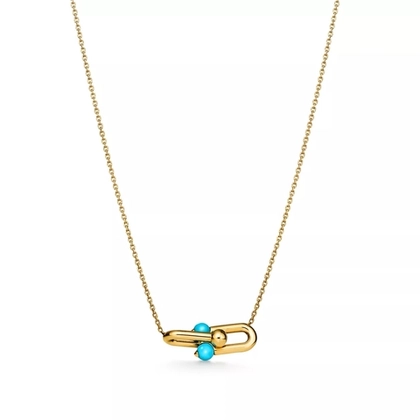 Подвеска из жёлтого золота с бирюзой, Tiffany 💠 Hard Wear Medium Link - New collection