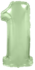 Шар (40''/102 см) Цифра, 1, Мятный, Макарунс, 1 шт.