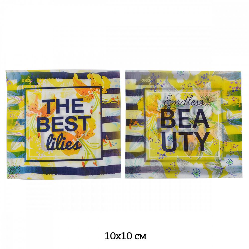 Аппликация термоклеевая "The Best/Beuty" 10х10 см, 3D (интерактивные) 3D21, 5 шт