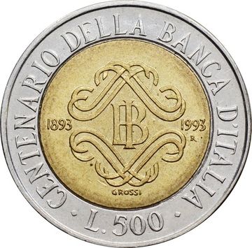 500 лир 1993 Италия «Банк Италии»