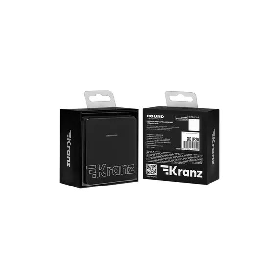 Выключатель одноклавишный с подсветкой KRANZ Miele Round Оникс KR-78-0713-3