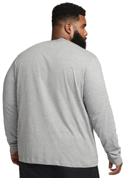 Мужская теннисная футболка теннисная Nike Sportswear Club Tee LS - dark grey heather/black