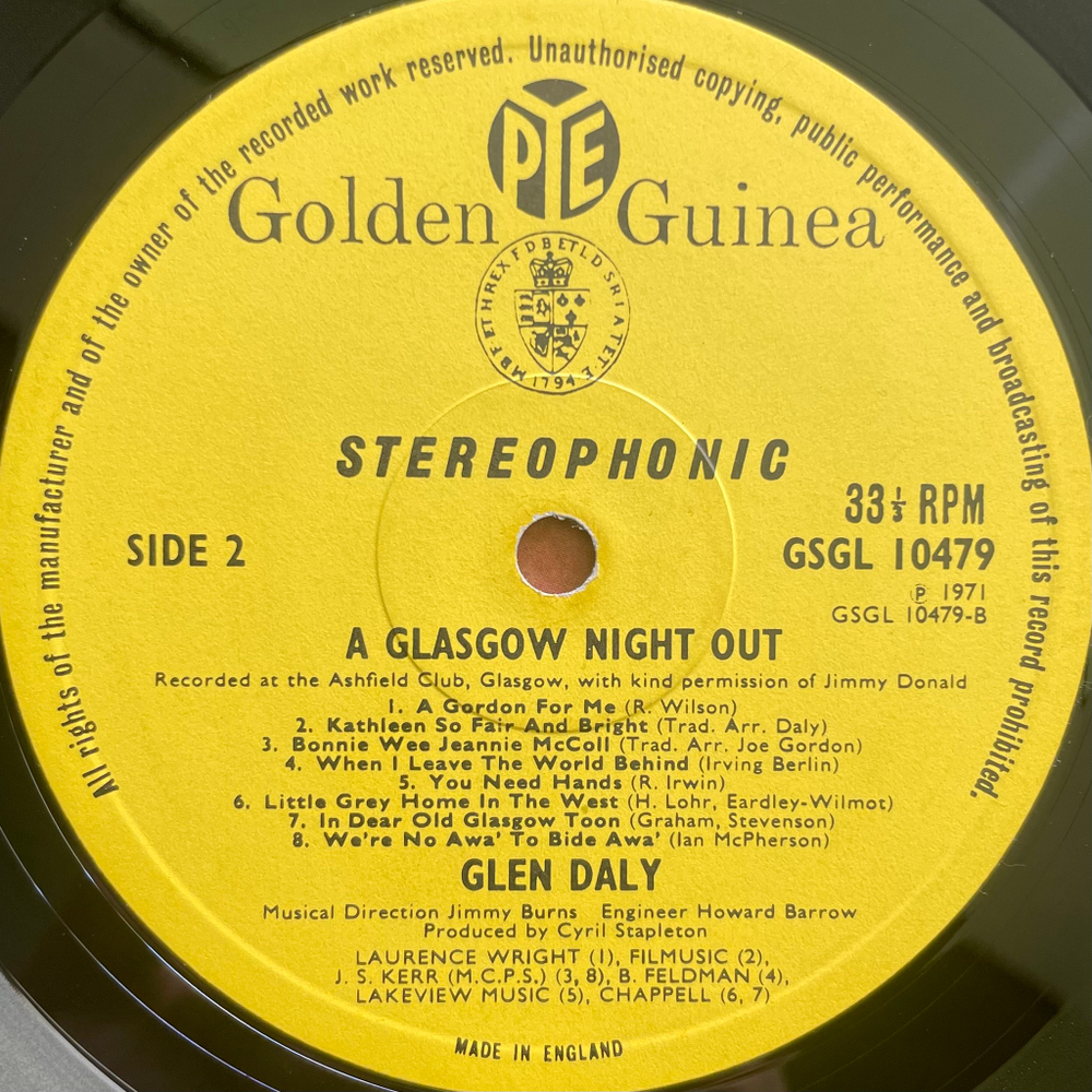Glen Daly ‎– A Glasgow Night Out (Англия)