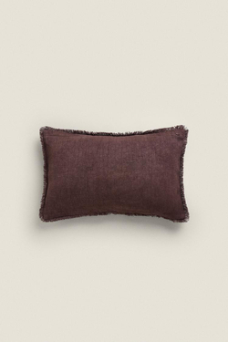 ZARA HOME ЛЬНЯНОЙ ЧЕХОЛ ДЛЯ ДЕКОРАТИВНОЙ ПОДУШКИ, ЦВЕТ БУРГУНДСКОГО ВИНА