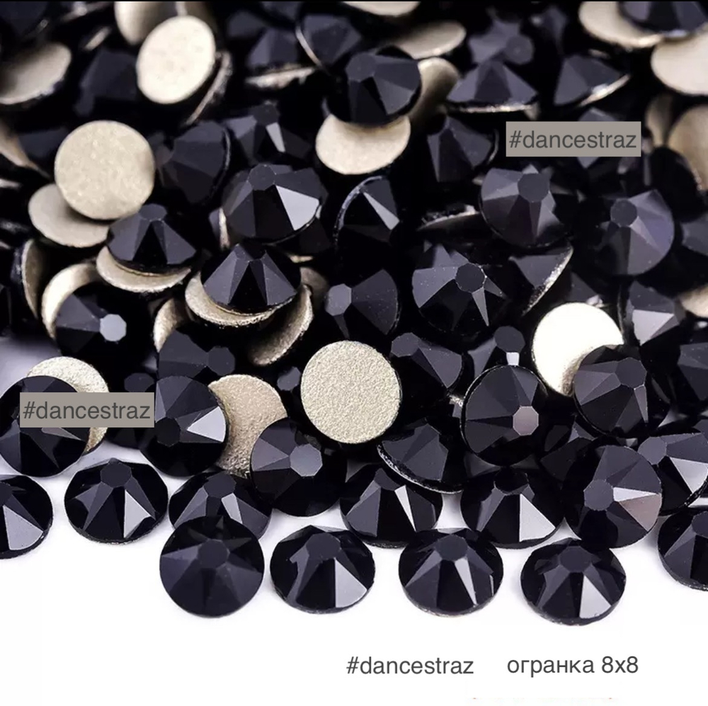 Стразы клеевые, Jet black 8*8, P02, SS16, 1440, (F2)
