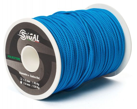 Линь Sigalsub Electric Blue Polyester 120 кг ø2 мм 1 метр (в катушке 100 м)