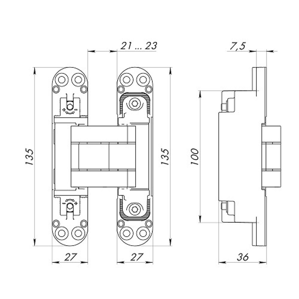 Петля скрытой установки ARMADILLO U3D7800.VPG (Koblenz K2760/K2780) SG мат. золото /50119/ (1 шт)
