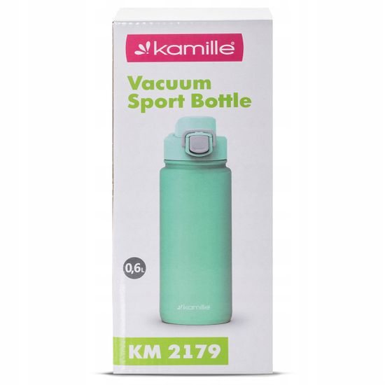 Термос-Бутылка спортивная 600 мл. Kamille KM 2179 из нержавеющей стали с замком и петлёй