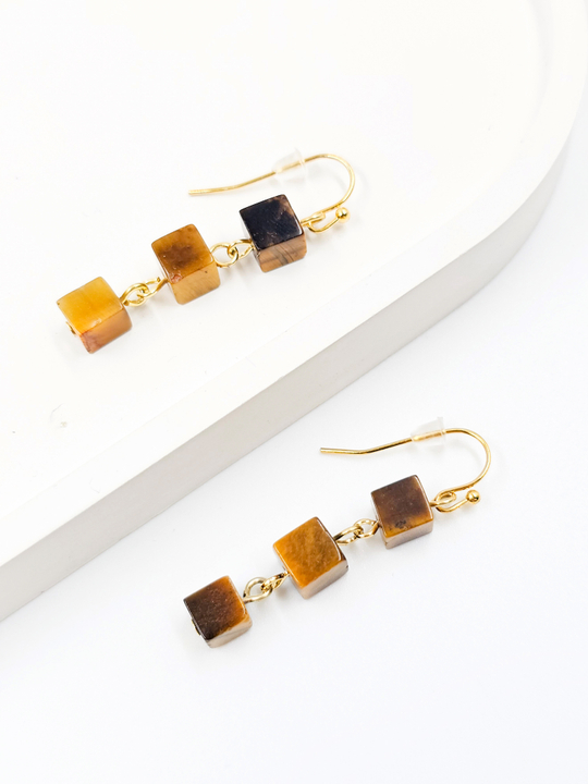 Серьги женские из камня тигровый глаз. Серьги висячие