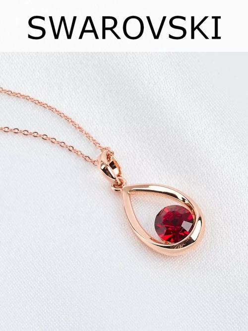 Кулон-капля Белла с красным кристаллом Swarovski