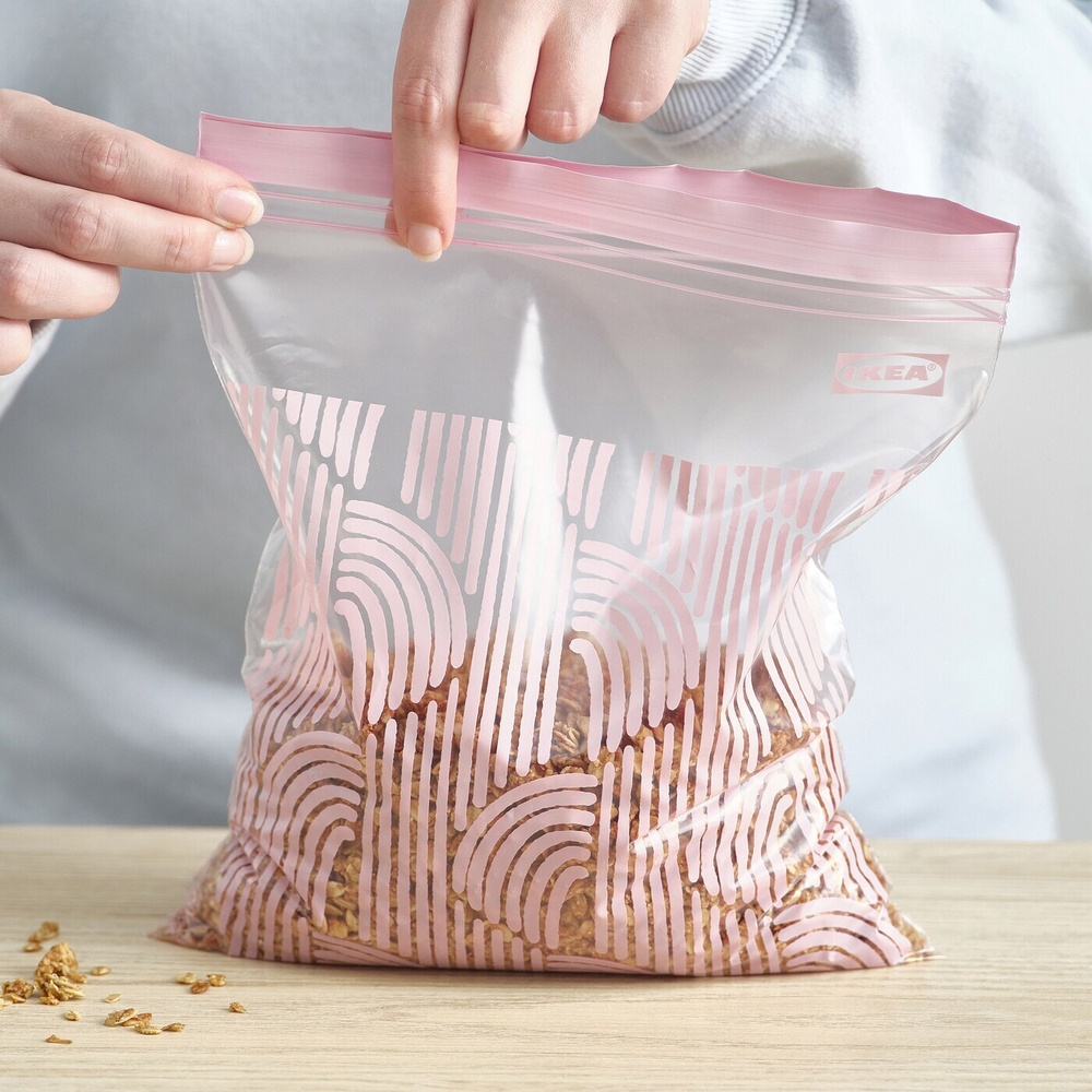 IKEA ISTAD  (ИКЕА ИСТАД)  -  Пакет Ziplock, рисунок/черный и розовый, 2,5 л