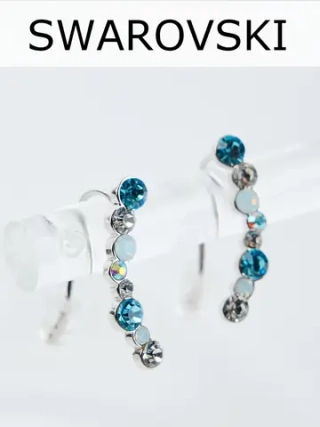 Серьги-клаймберы Млечный путь с голубыми кристаллами Swarovski