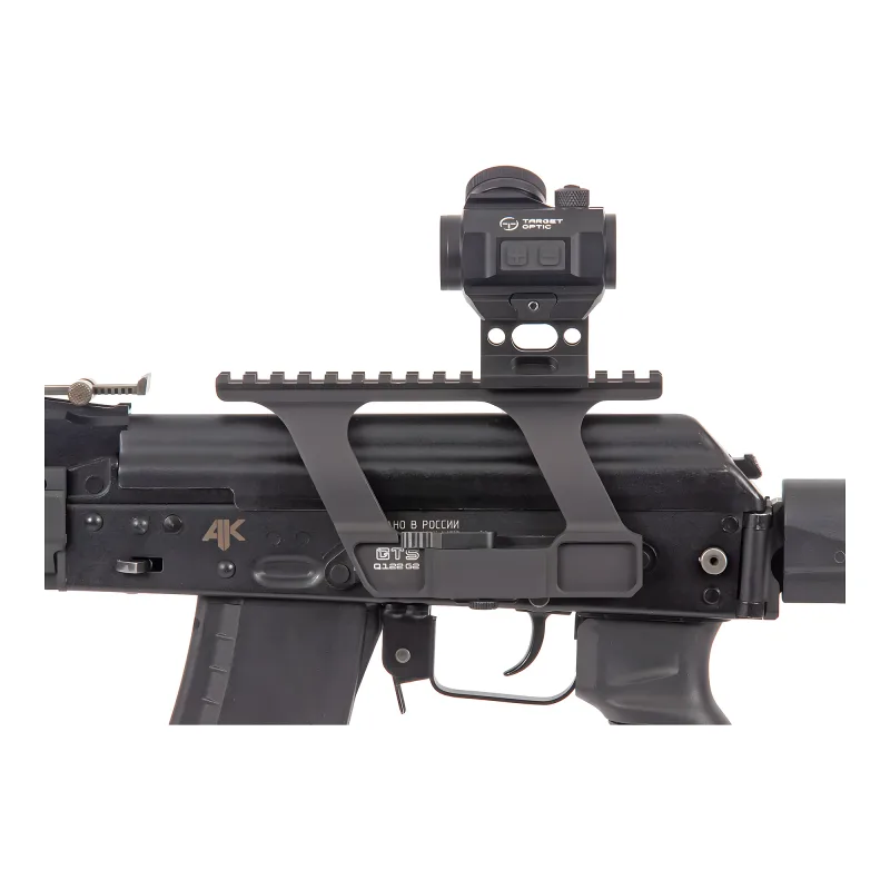 Коллиматор Target Optic 1x22, Weaver, красная марка, проставка, аккумулятор - крупный план установки на кронштейн