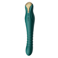 Зеленый вибратор 30,2см с поступательными движениями Zalo King Vibrating Thruster Turquoise Green