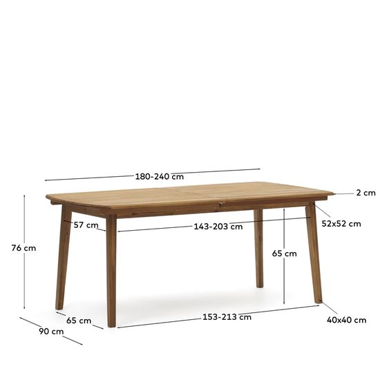 Thianna Раскладной уличный стол из массива акации 180 (240) x 90 см La Forma Испания 