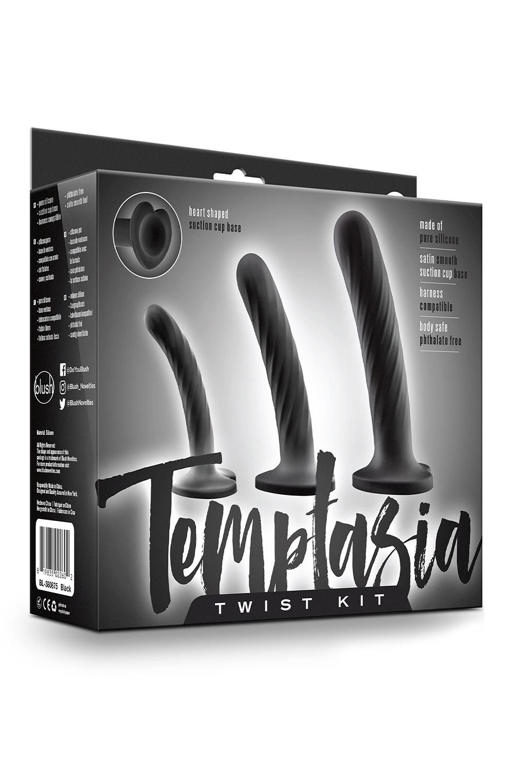 Набор из 3 стимуляторов со спиралевидным рельефом Twist Kit (Цвет: черный)