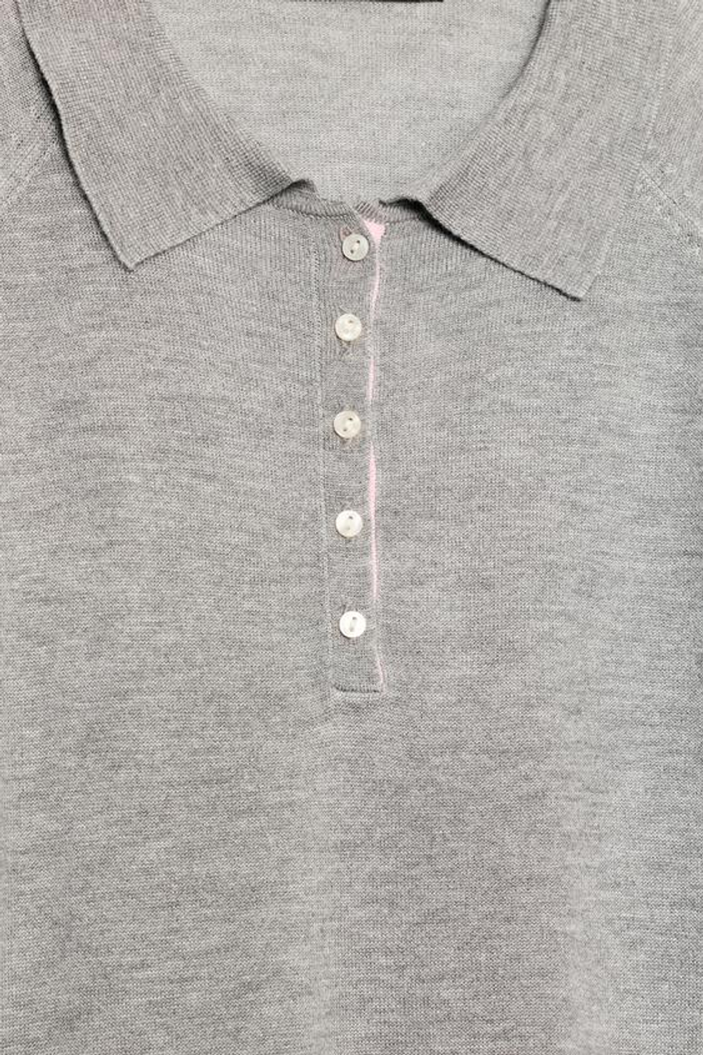 ZARA ОДНОТОННЫЙ ТРИКОТАЖНЫЙ СВИТЕР ПОЛО, СЕРЫЙ МЕЛАНЖ