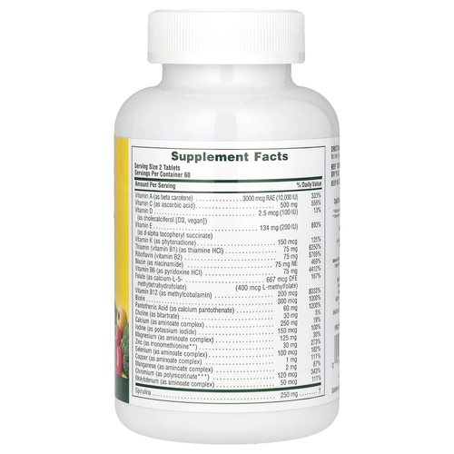 NaturesPlus, Source of Life, не содержащая железа поливитаминная и минеральная добавка с концентратами цельных продуктов для мужчин, 120 таблеток