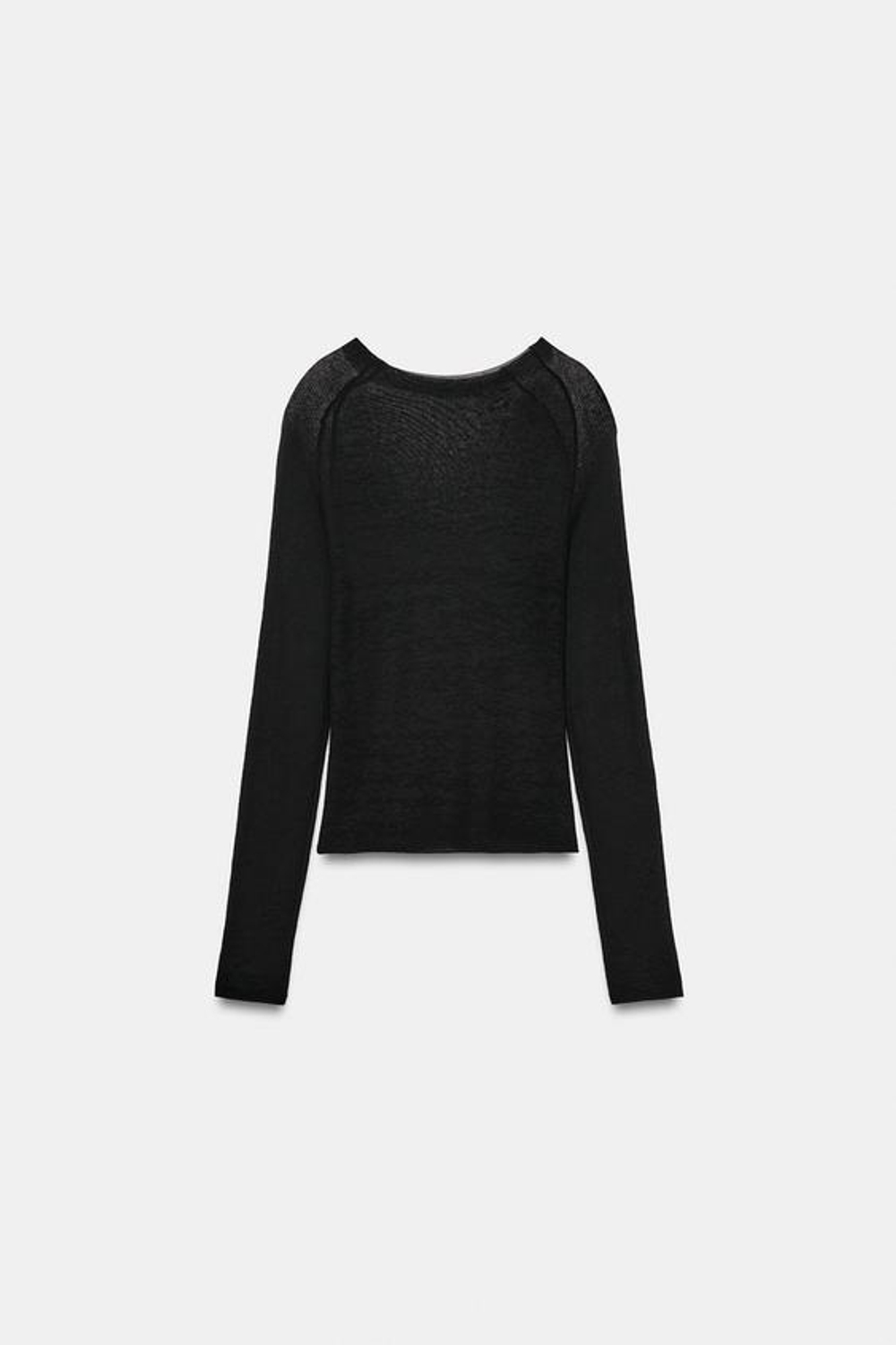 ZARA ТОП ИЗ СВЕРХТОНКОГО ТРИКОТАЖА, ЧЕРНЫЙ